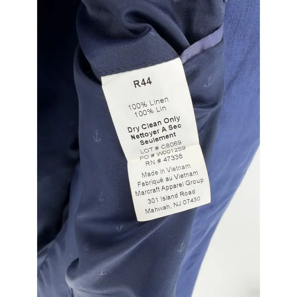 Tommy Hilfiger Mens Modern Fit 100% Linen Sport Coat Blazer 44R Blue - Picture 9 of 9